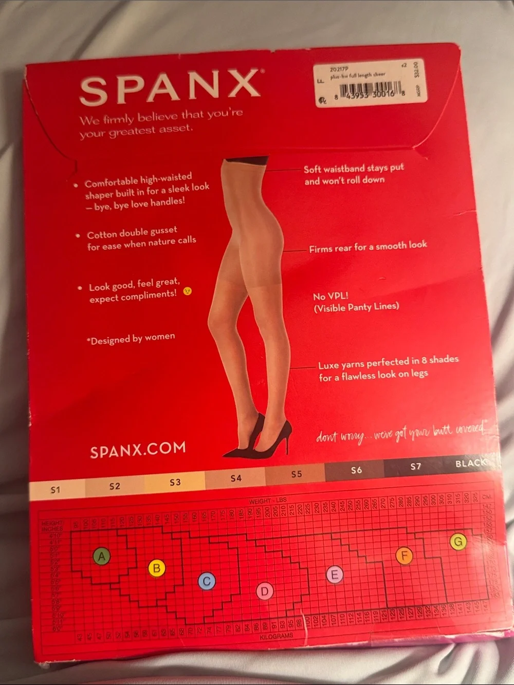 SPANX Sheers High-Waisted Nude/Tan Pantyhose Packaging